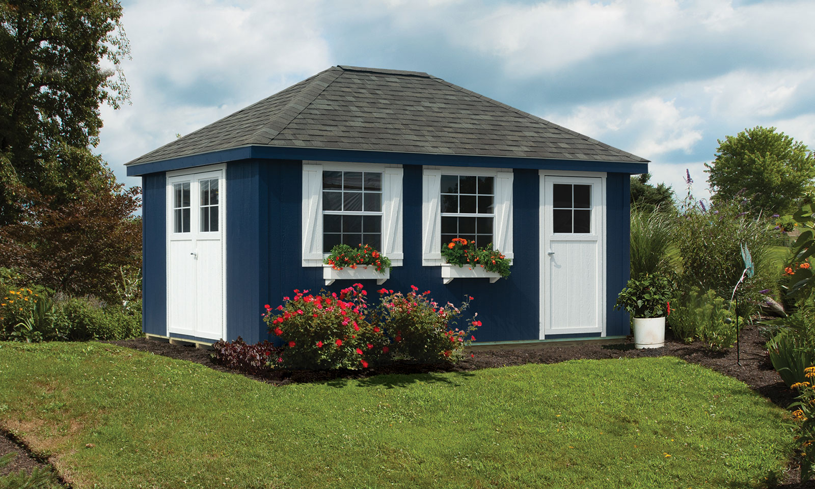 Signature Hampton Navy Unique Shed - JDM Outdoors