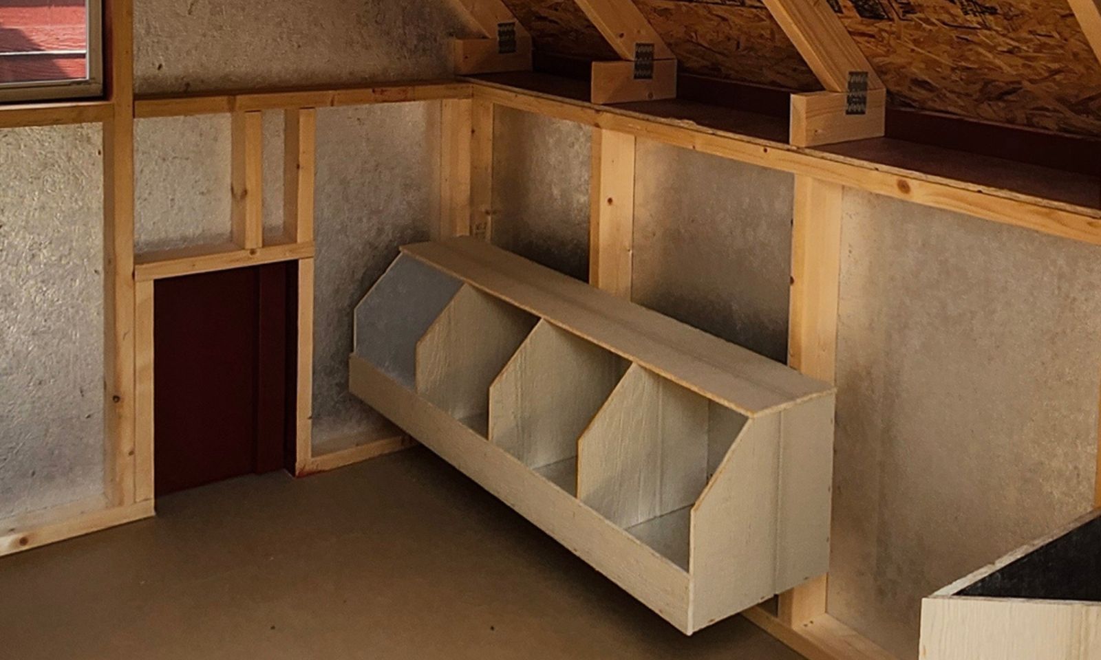 chicken door & nesting boxes