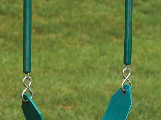 Rubber coating over chains for added safety.
